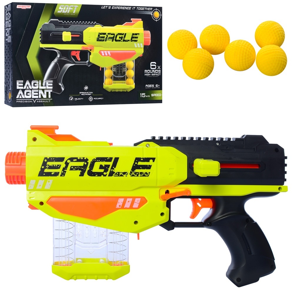 Пістолет 392 м'які кулі-кульки 6шт., кор., 36-21-6,5см.