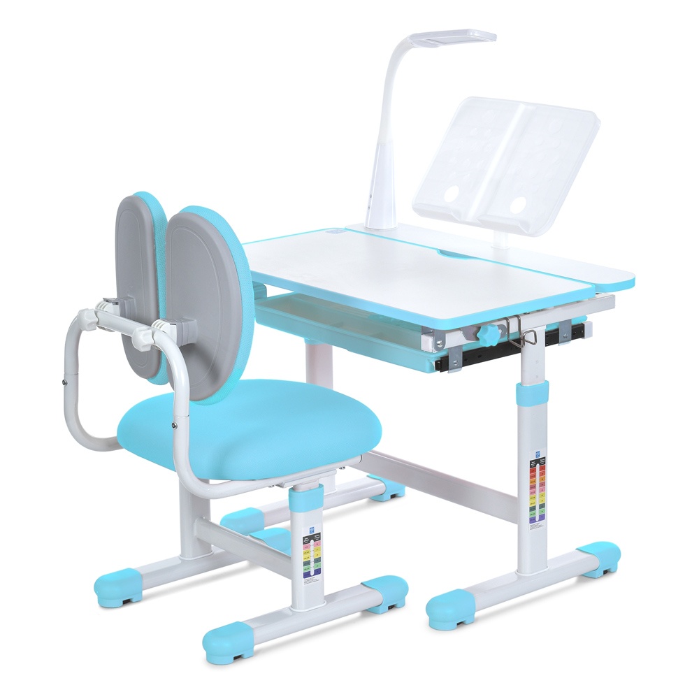 Парта M 6136-4 регул.висота, підставка для книги, лампа, синій