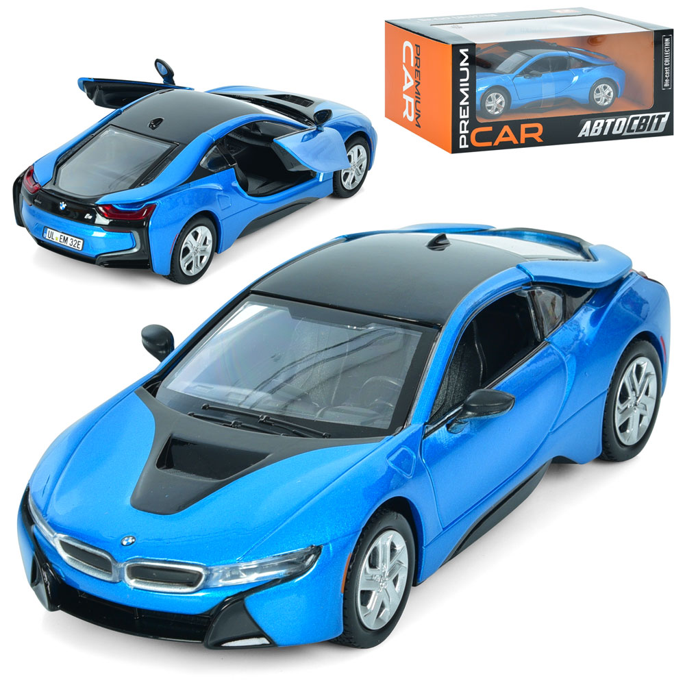 Машина AP-1919  АвтоСвіт, 1:24, BMW i8 Coupe, мет., відч. двері, гум. колеса, кор., 24,5-10,5-11 см.