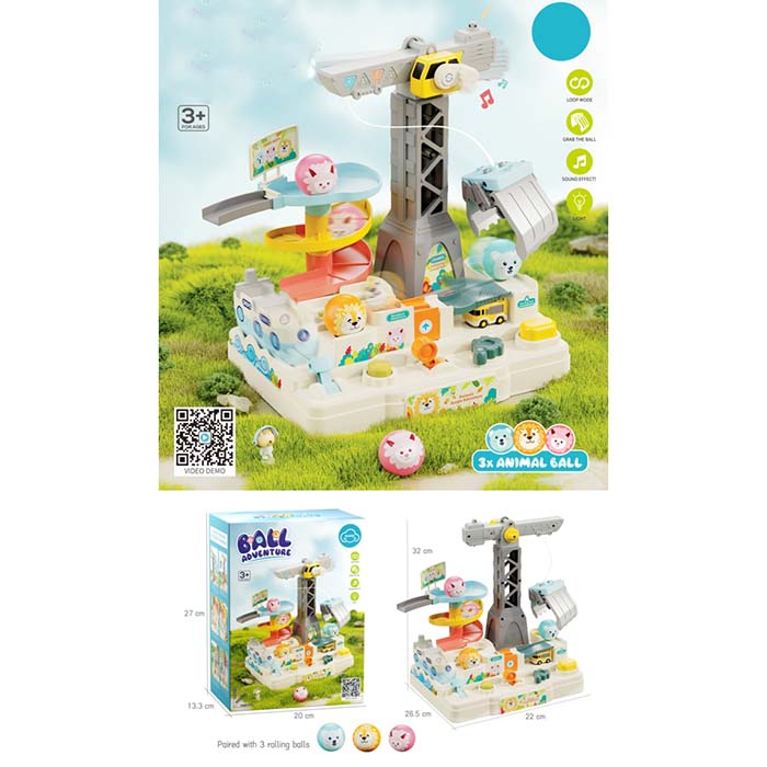 Гараж T920A кран (механіч.), кульки 3 шт., рух. деталі, муз.,світло, бат.(табл.),кор.,20-27,5-13,5см