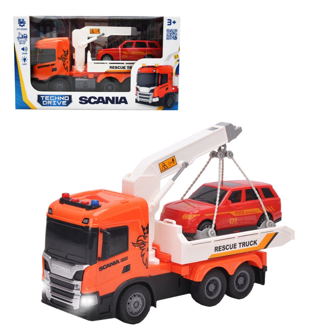 Ігровий набір серії "Big Truck" – ЕВАКУАТОР SCANIA З МАШИНОЮ (світло, звук)