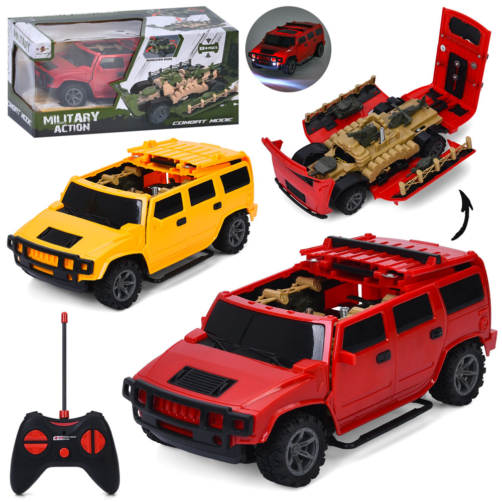 Машина 869-30 радіок., 22см, 2в1(військова база), світло, гумові колеса, 2 кольори, бат.,кор.