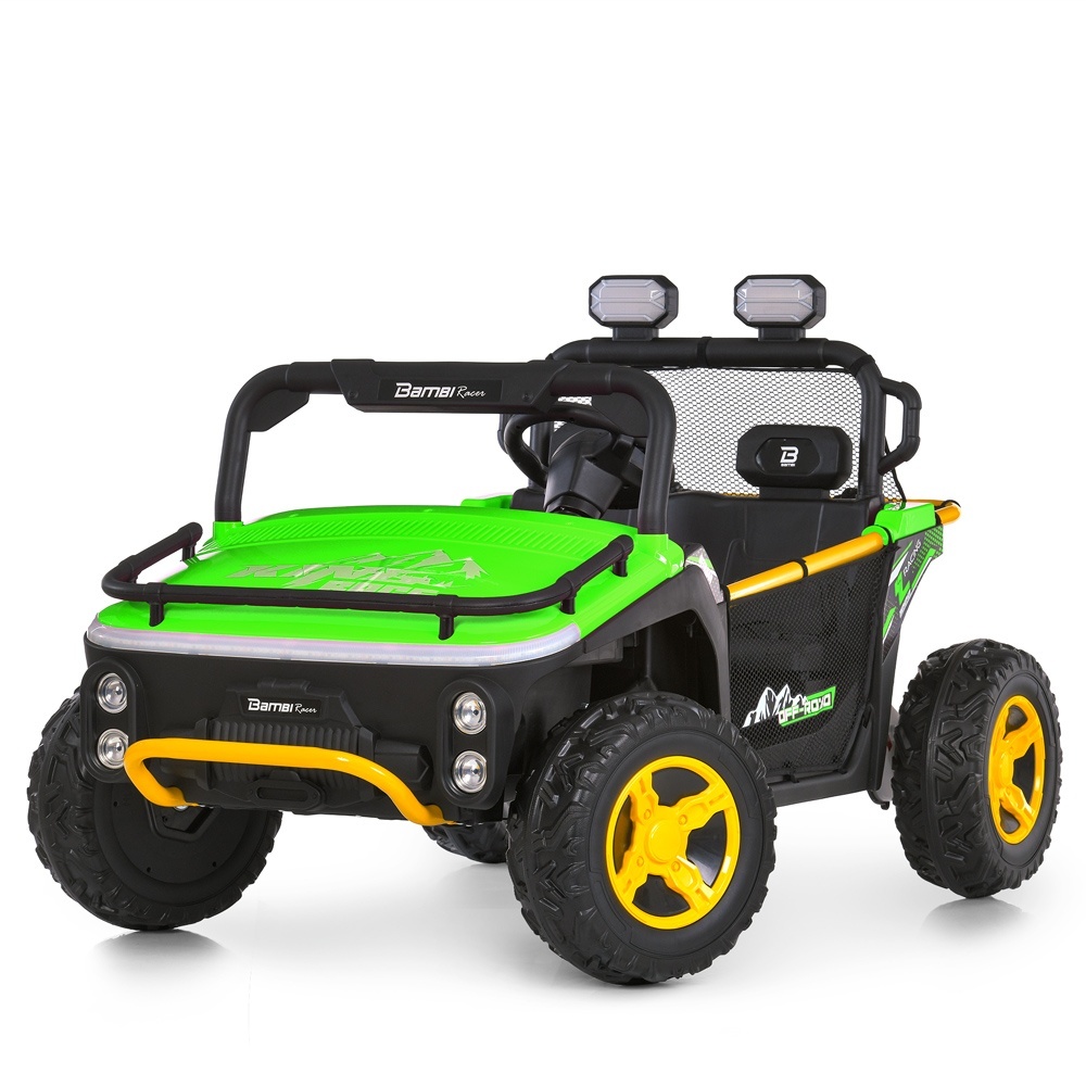 Джип M 6282EBLR-5(24V) радіок.,2,4G, 2*65W,1*24V7AH, муз, світло, шкір.сидіння,BT, USB, EVA, зелений