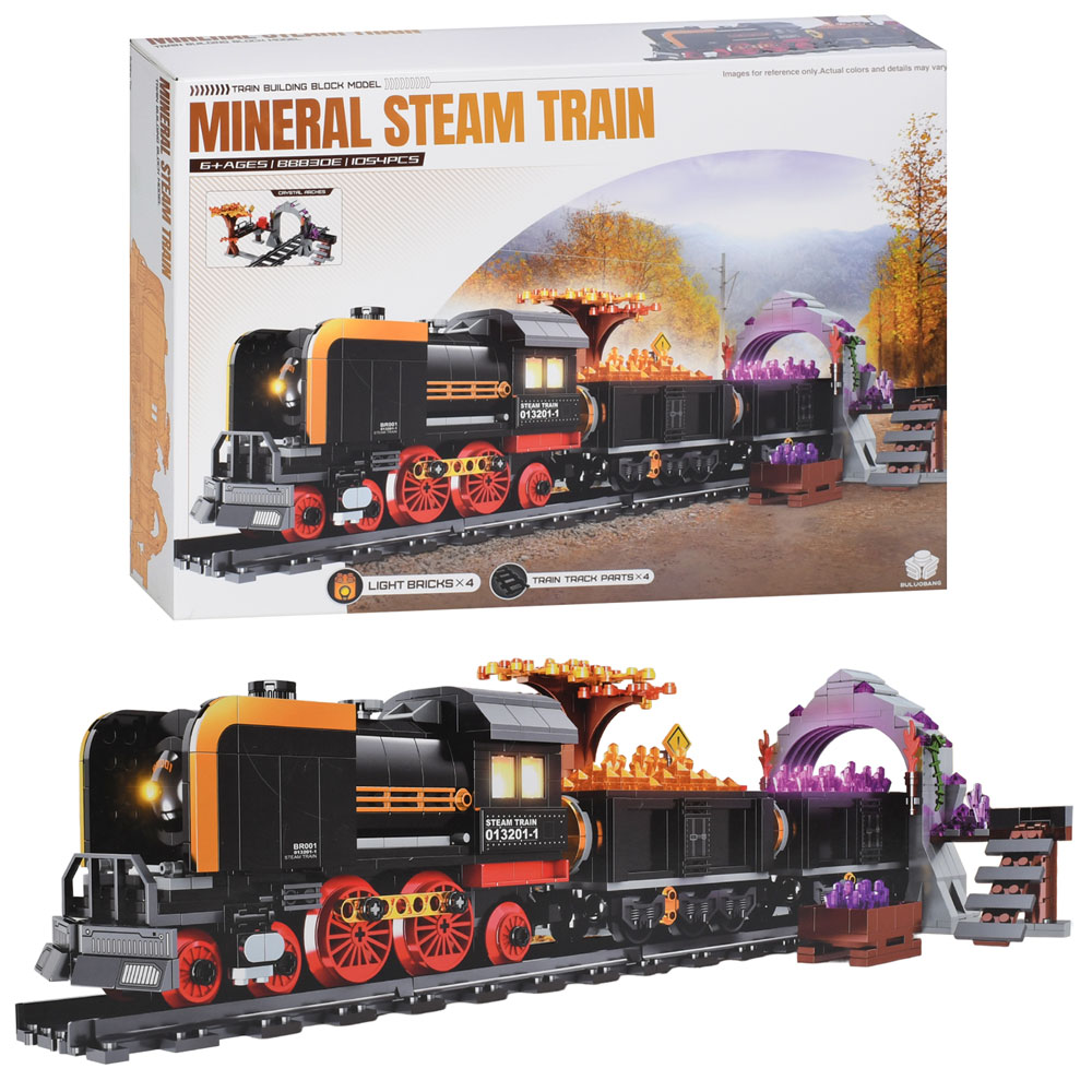 Конструктор BB830E поїзд, дорога, тунель, світло, магнитні кріпл.,1054дет,бат(табл),в кор.,45-32-8см