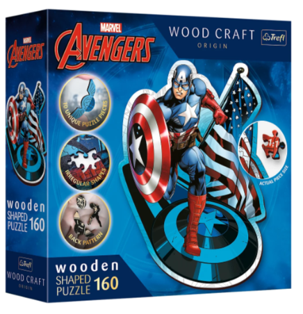 01949 Trefl Пазли "160 Wooden" Marvel Heroes Безстрашний Капітан Америка