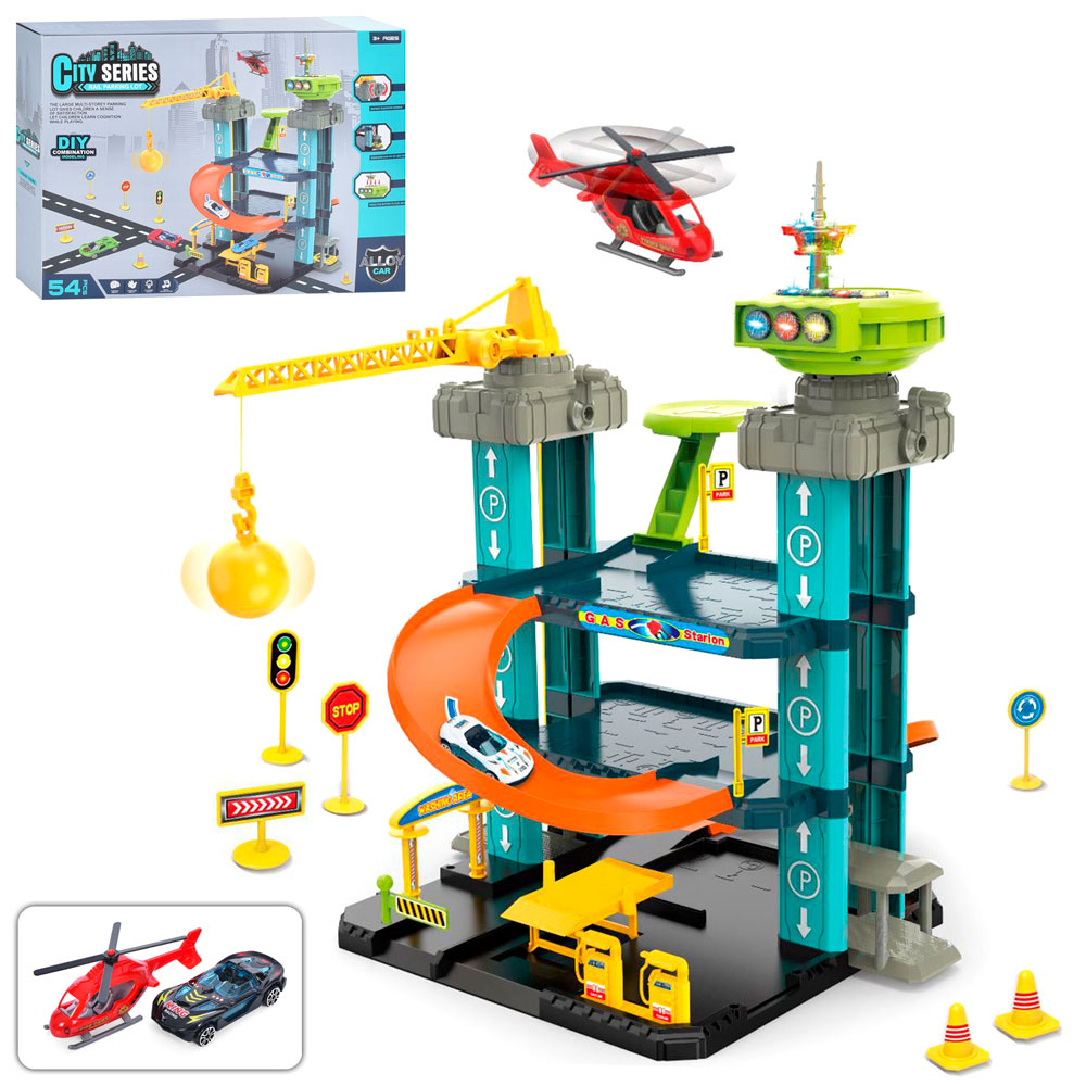 Гараж P3088 54 дет., у зборі (50-41-35 см.), муз., світло, бат. (табл.), кор., 45-31-6,5 см.