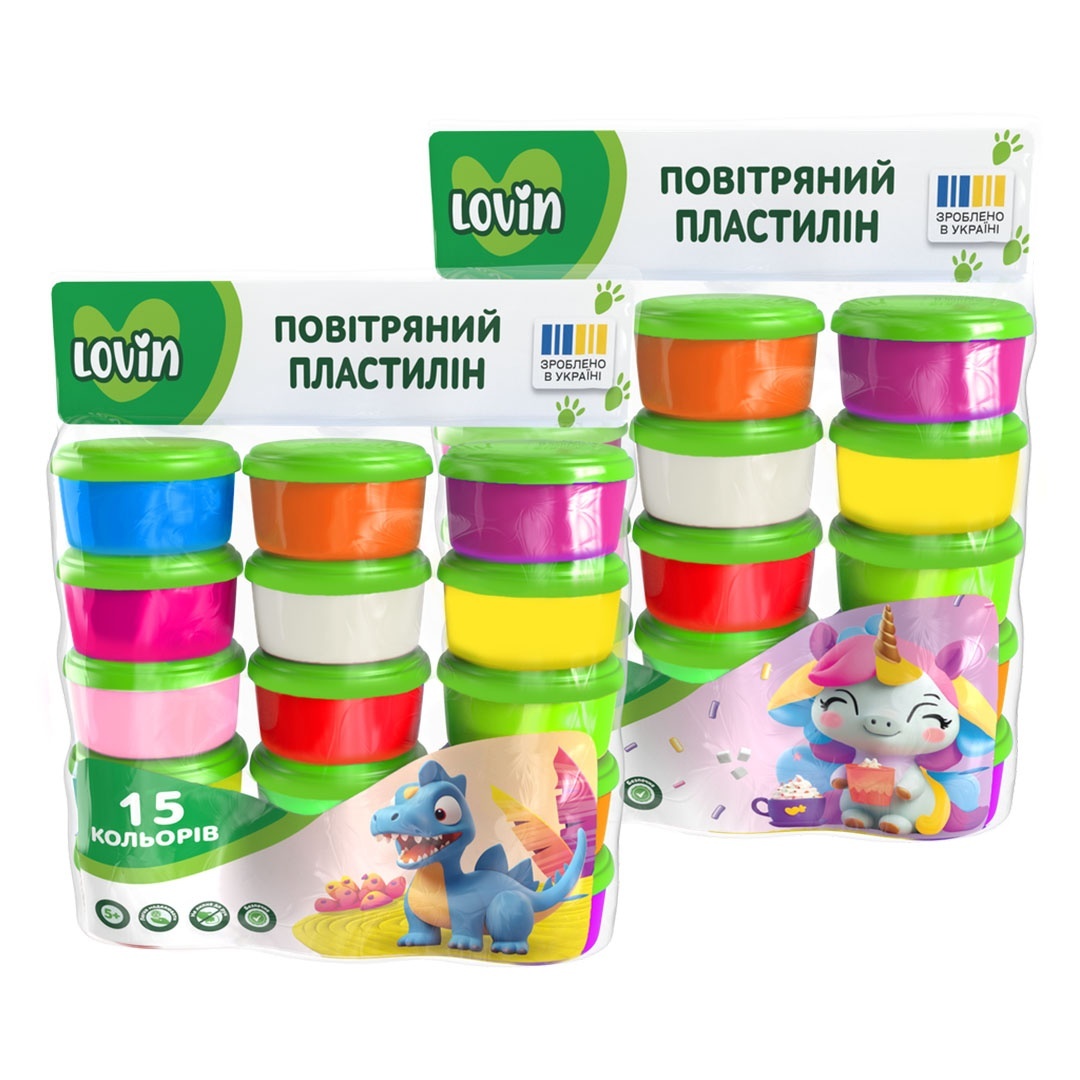 15 кольорів ТМ Lovin Набір для ліплення з повітряним пластиліном в стаканчиках