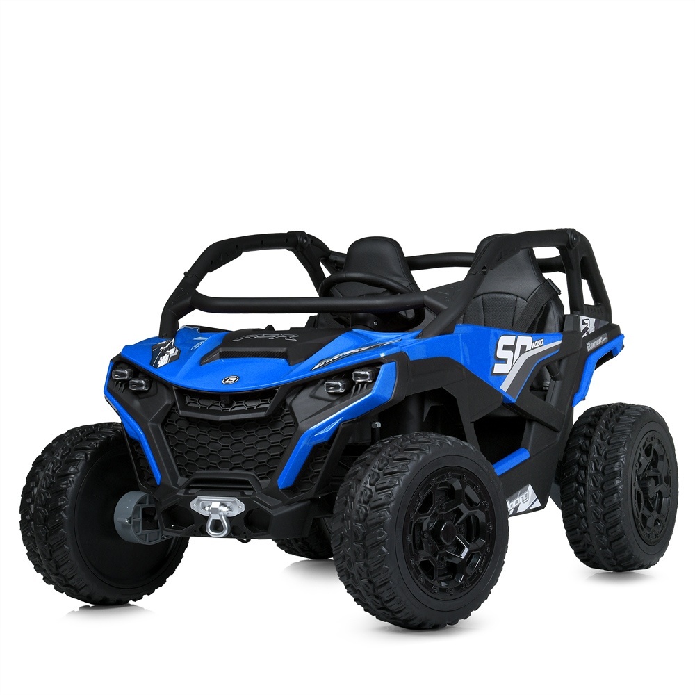 Джип M 6075EBLR-4(24V) 2,4 радіокер., 1акум.24V7AH, 4 мот.75W,MP3,USB,EVA,BT,шкіра,муз.,світло,синій