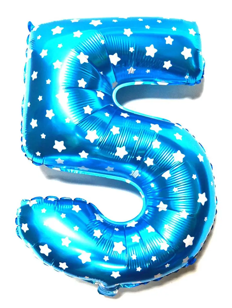 Фольгована цифра "5" блакитна, висота 65 см