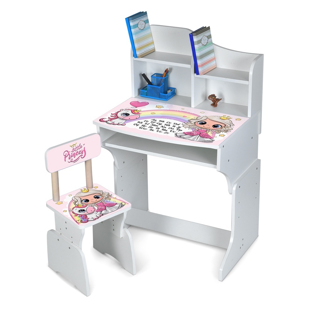 Парта M 904-4 1 стільчик, дерев'яний, регул. висота (3 положення), англ.абетка, принцеса