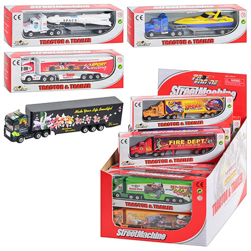 Набір машинок PT 304 мет., трейлер, 24 шт. (12 видів) в диспл., кор., 33,5-24-22 см.