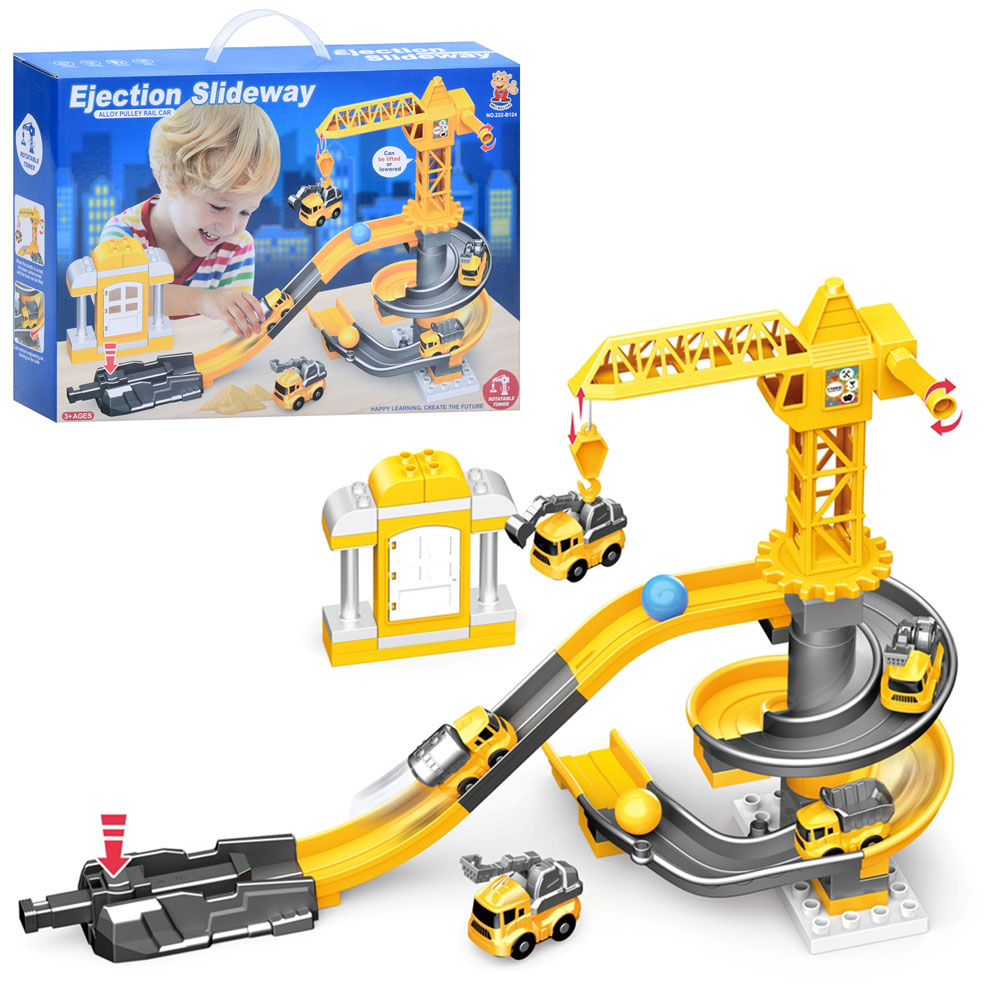 Гараж 222-B124 на запуску, машинки 4 шт., підйомний кран, кор., 40-28-9,5 см.