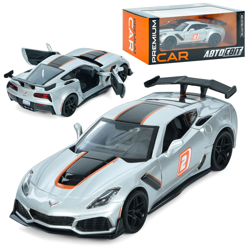 Машина AP-1924 АвтоСвіт, 1:24 2019 Corvette ZR1, мет.,відчин.двері, гум. колеса,кор.,24,5-10,5-11см.