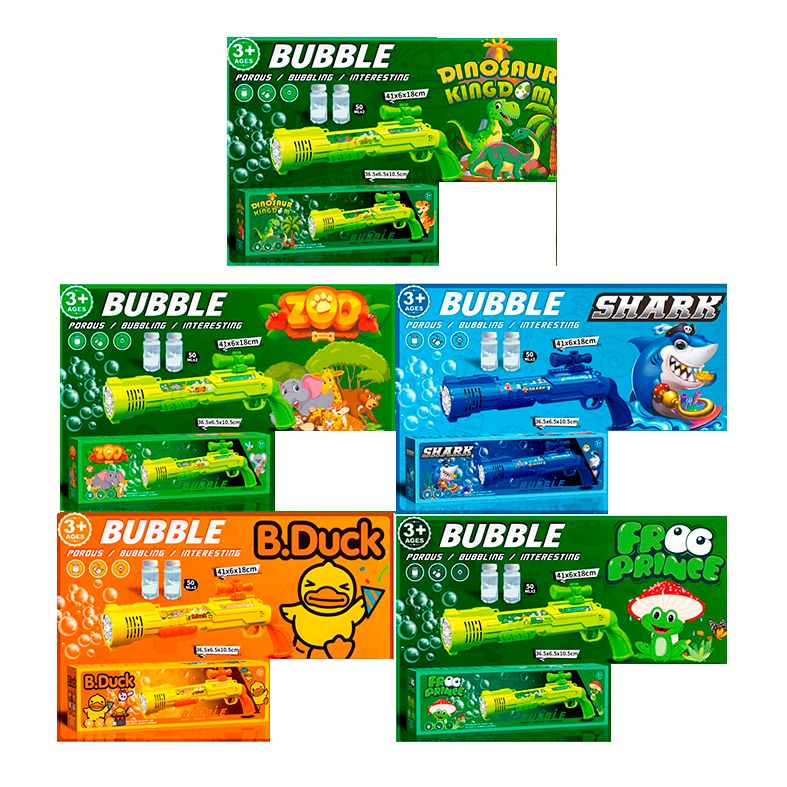 Мильні бульбашки PP1277-1-5-6-8-17-22 пістолет/бластер,42см,світ,запаска2шт,мікс видів.бат.кор.