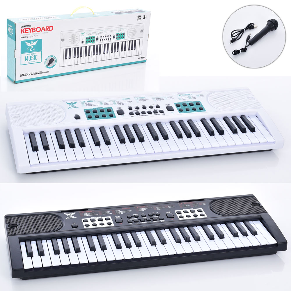 Синтезатор BX-1682A-B 49 клавіш, мікрофон, запис, демо, USB, 2 кольори, бат., кор., 61-22-8 см.