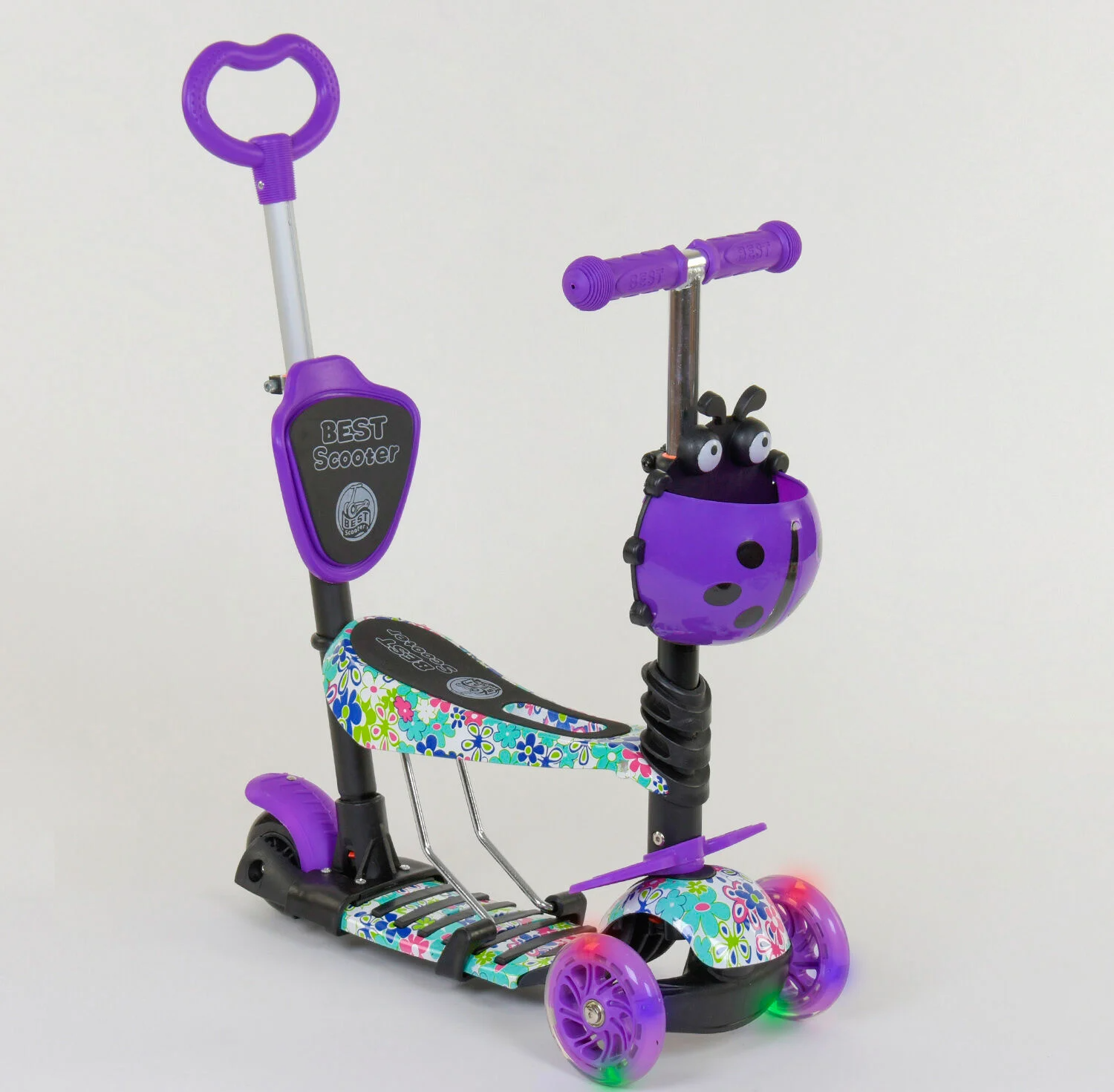 Самокат 5в1 68995 (1) Best Scooter, АБСТРАКЦІЯ, PU колеса, ПІДСВІЧУВАННЯ КОЛІС, в коробці