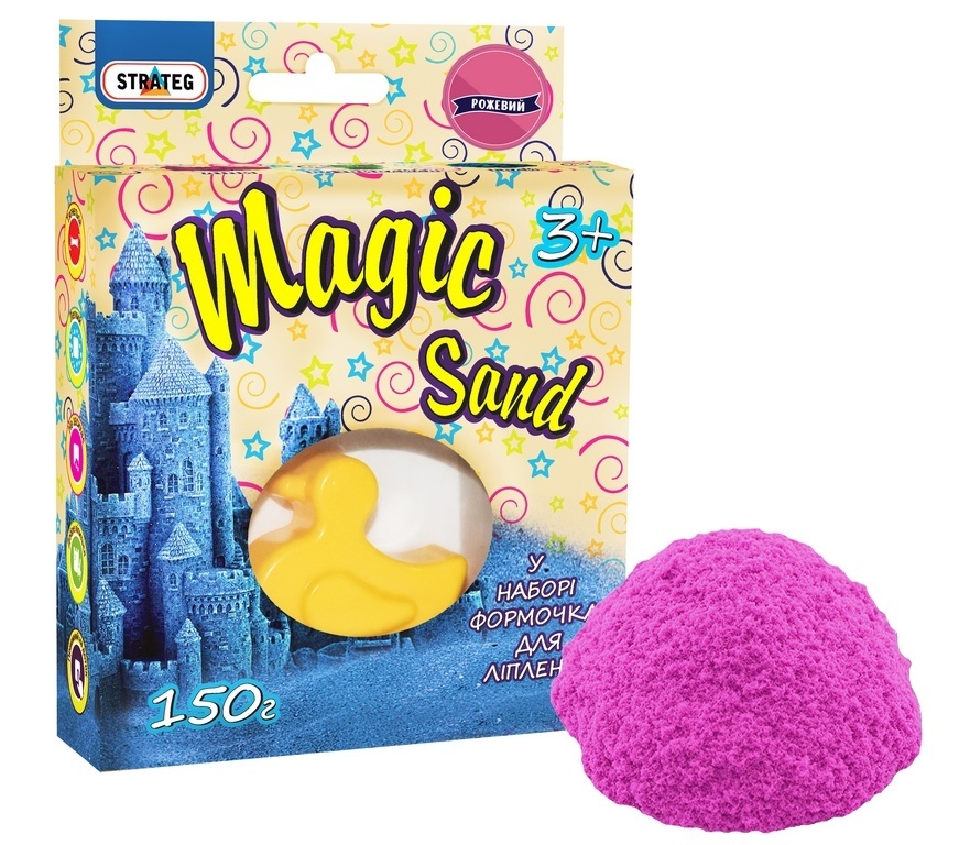 Magic sand рожевий з ароматом полуниці з формочкою 0,150 кг, у кор-ці14см-11см-3,2см