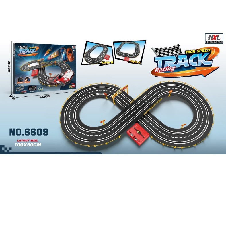 Трек 6609A дист.кер (пульт на шнурі 2шт),235см/100-50см,1:43, акум,USB, машина 2шт, кор.,53,5-36,5см