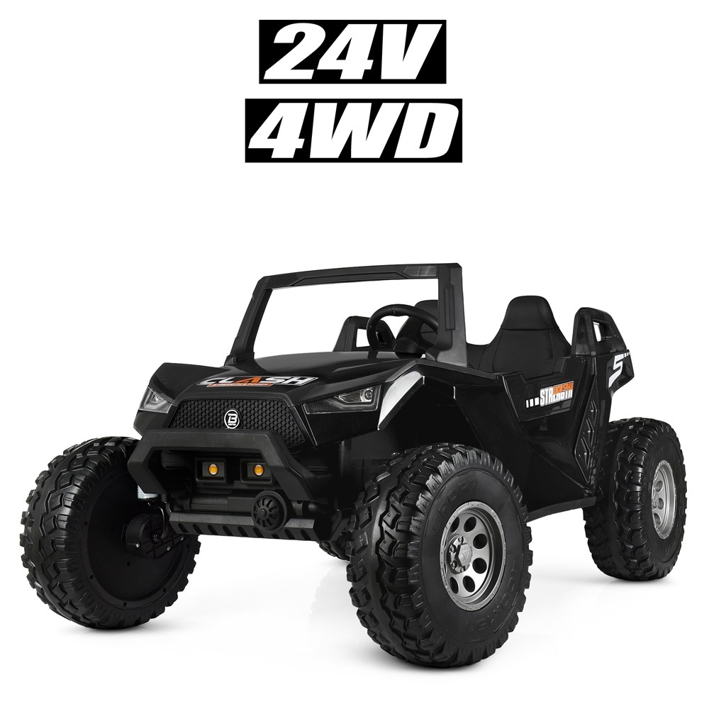 Джип M 4170EBLR-2 (24V) радіокер.2,4G, 4мот.76W, 2акум.12V7AH, кол.EVA, MP3, USB, шкіра,конд.,чорний
