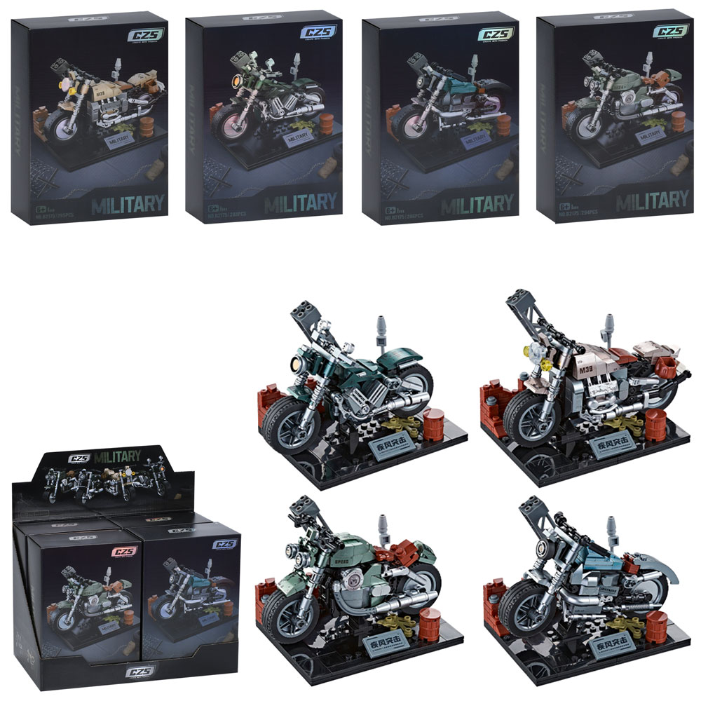 Конструктор B2175 мотоцикл, від 286дет, в кор-ці, 4шт(4 види) в дисплеї, 35-26-16см