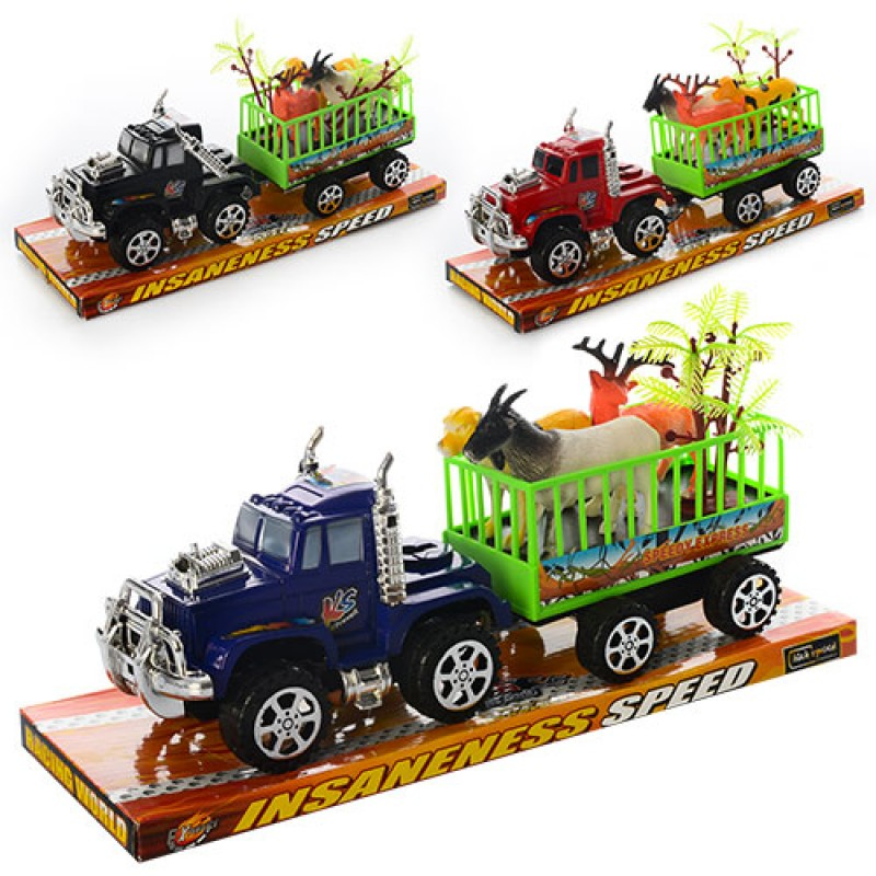 Джип 906-29 інерц., з причепом, тварини, 3 кольори, блістер, 31,5-12-10,5 см.