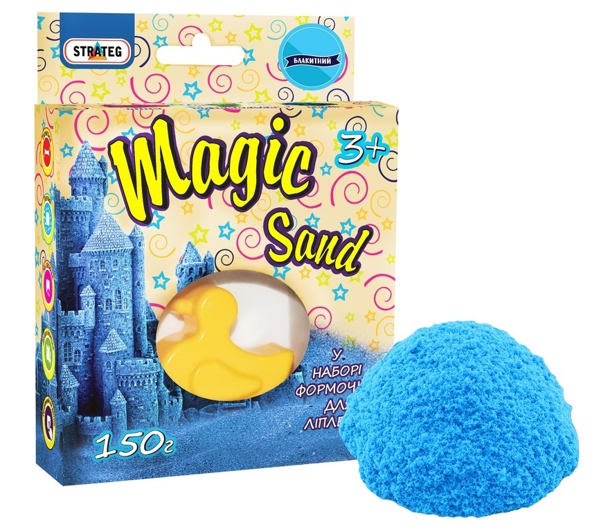 Magic sand блакитного кольору, з формочкою 0,150 кг, у кор-ці 14см-11см-3,2см