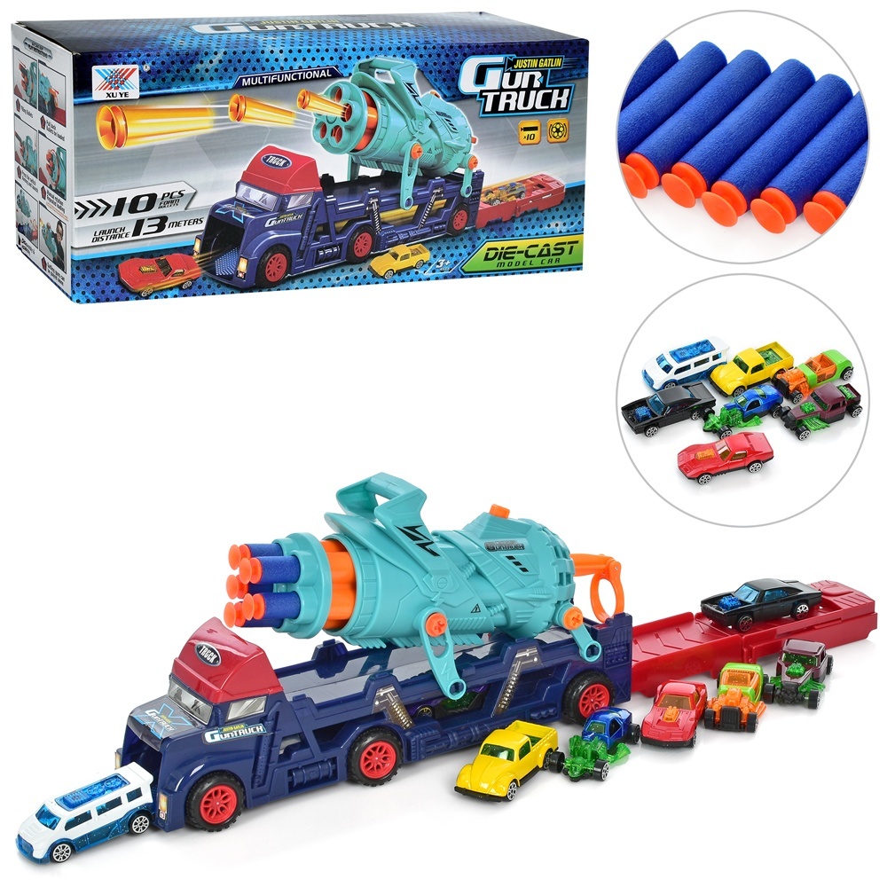 Трейлер K179A10 машинки 8 шт., стріляє м'якими кулями 10 шт., кор., 31-13,5-9,5 см.