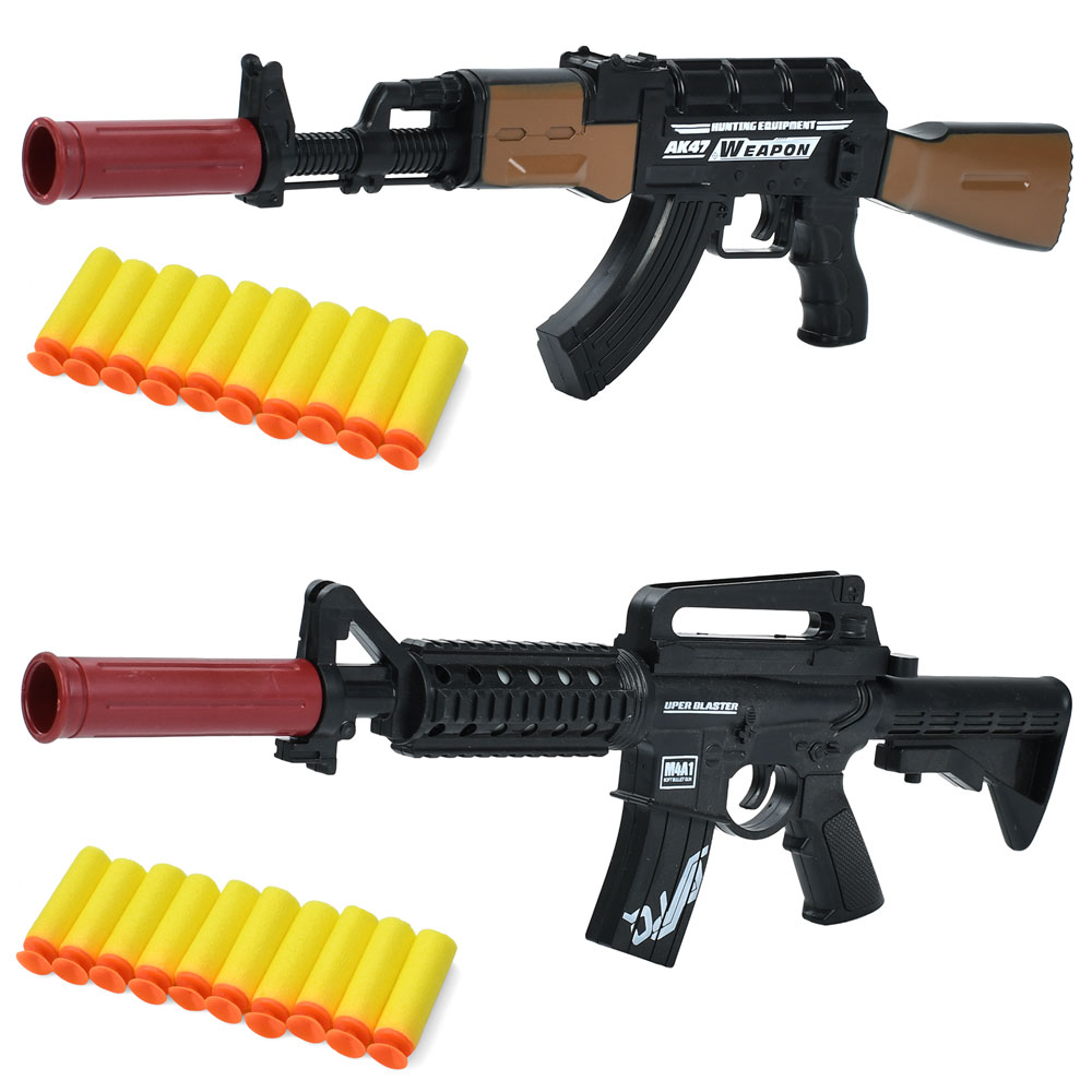 Автомат B3-4 м'які кулі присоски 10 шт., 2 види, кул., 33-13-3 см.