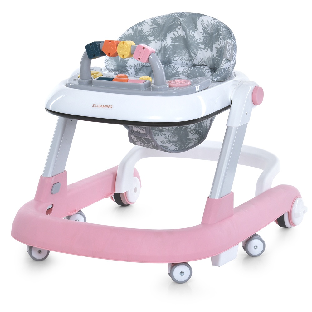 Ходунки ME 1163 MULTIWAY Pink 2в1 пушер, колеса 6 шт., муз., світло, бат., кор., рожевий
