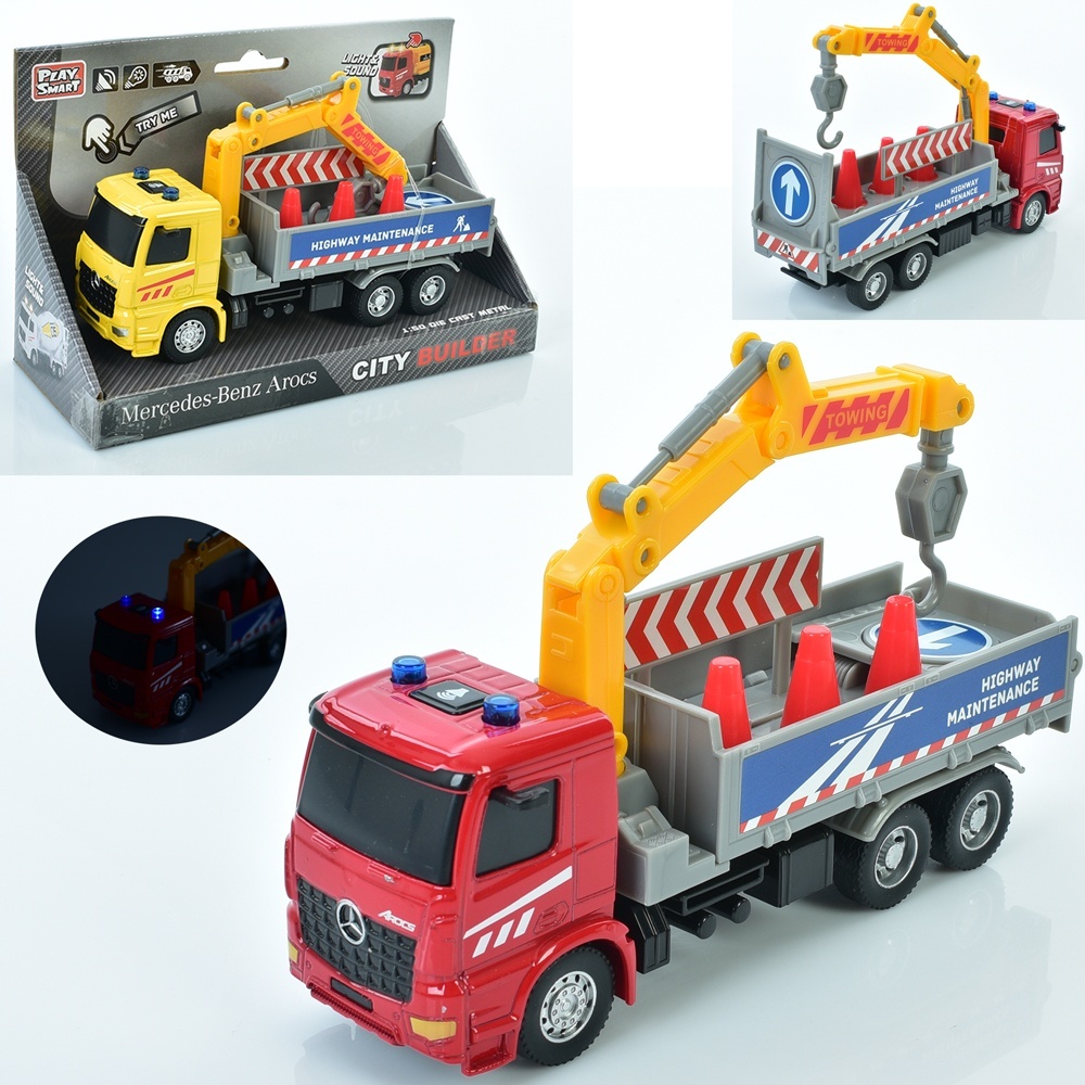 Евакуатор 6728 мет.,інерц.,1:50,рух.дет.,гум.колеса,2кольори,муз.,світло, бат.(табл.),кор.,20,5-13-8