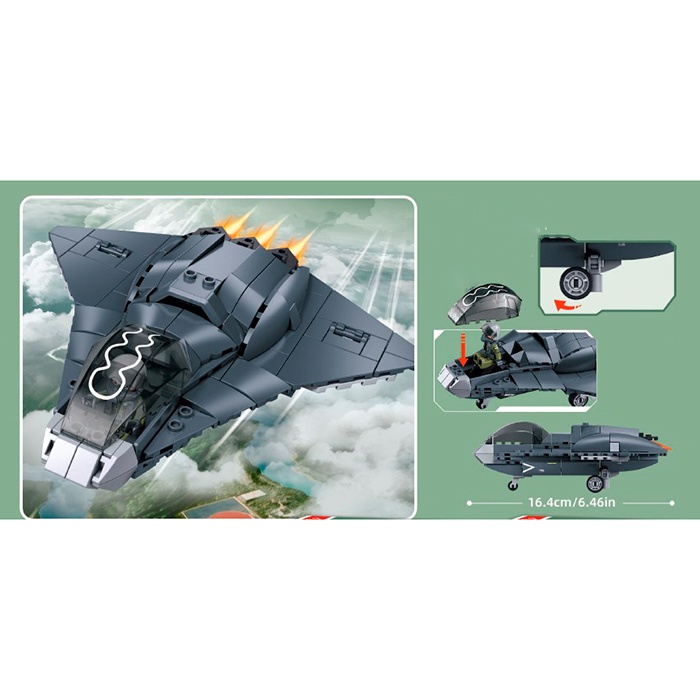 Конструктор SLUBAN M38-B1586 військовий, літак, 16,4см, 1:55, фігурка, 159дет, кор.