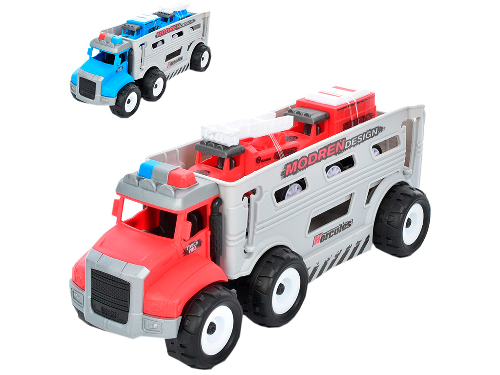 Трейлер 670-47A-57A інерц., 2 машинки, 2 кольори (мікс видів), кул., 18,5-33-8 см.