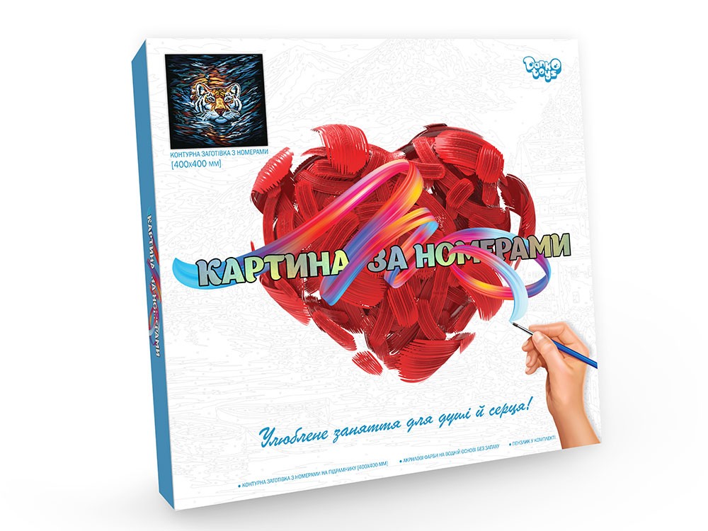Креативна творчість "Картина за номерами на полотні" 40см*40см укр №3 Тигр