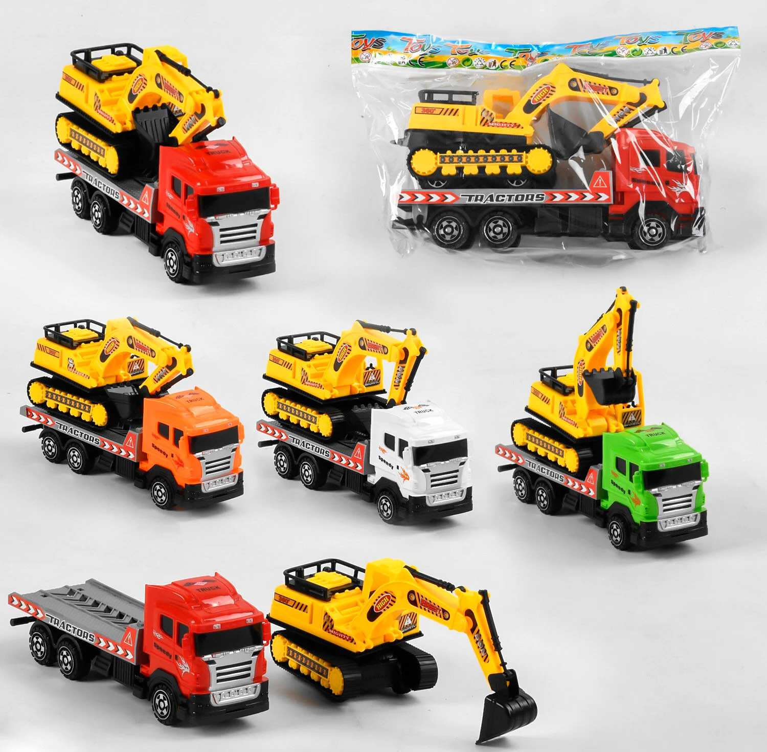 Трейлер 413 (144/2) 4 кольори, інерція, екскаватор, у пакеті, ВИДАЄТЬСЯ ТІЛЬКИ МІКС ВИДІВ