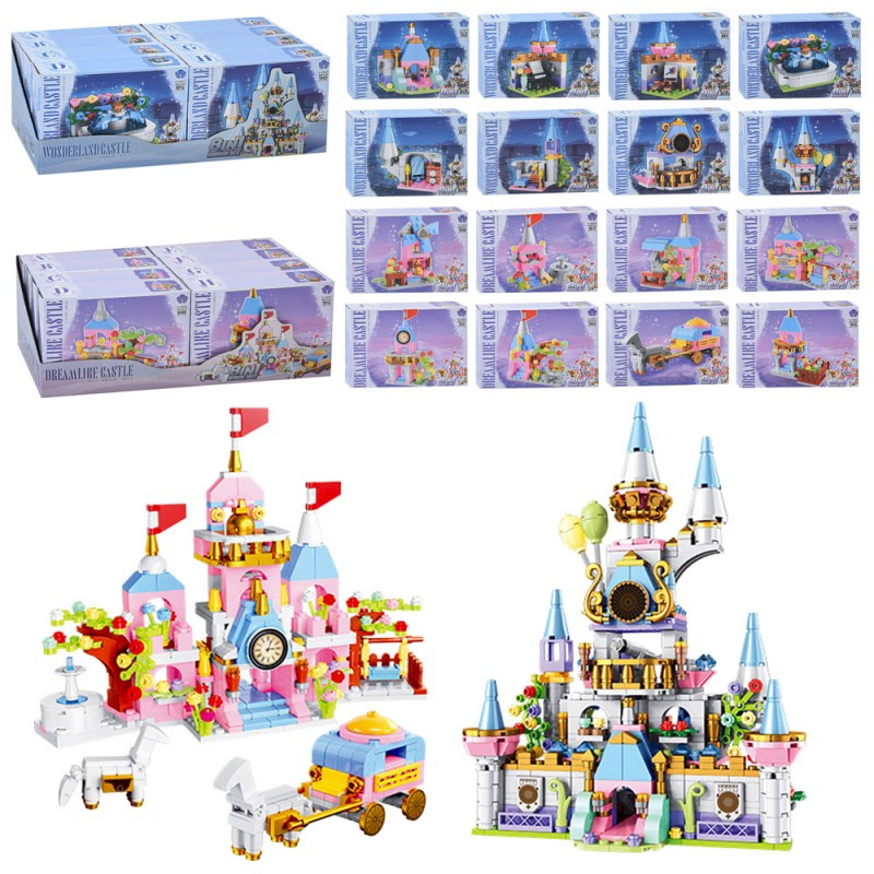 Конструктор BB060E-BB064E рожева серія,замок принцеси,кор.,8в1,2 види диспл-в,8шт.в диспл.