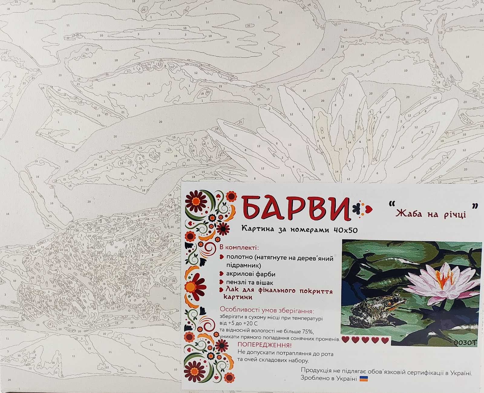 0030Т1 Картина	"Жаба на річці" 40*50 см													