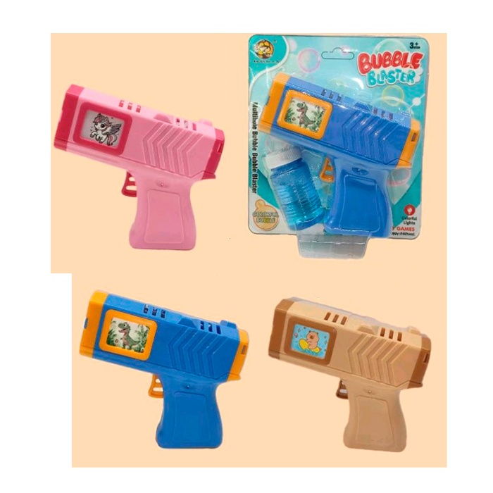 Мильні бульбашки MY264-1 пістолет,світ,запаска,3види/3 кольори,бат,16,5-19-6см