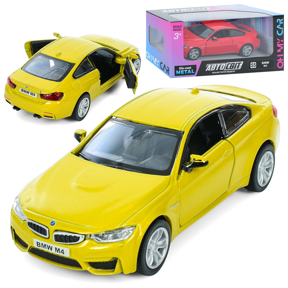 Машина AS-3100 АвтоСвіт,BMW M4 COUPE,мет.,інерц.,відч. двері,гум. колеса, 2 кольори,кор.,15,5-7-7см.