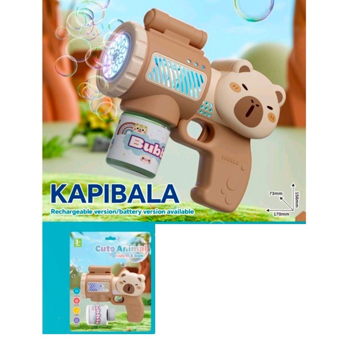 Мильні бульбашки 10246  пістолет-капібара,світло,запаска,бат,бліст. 22-27-7см