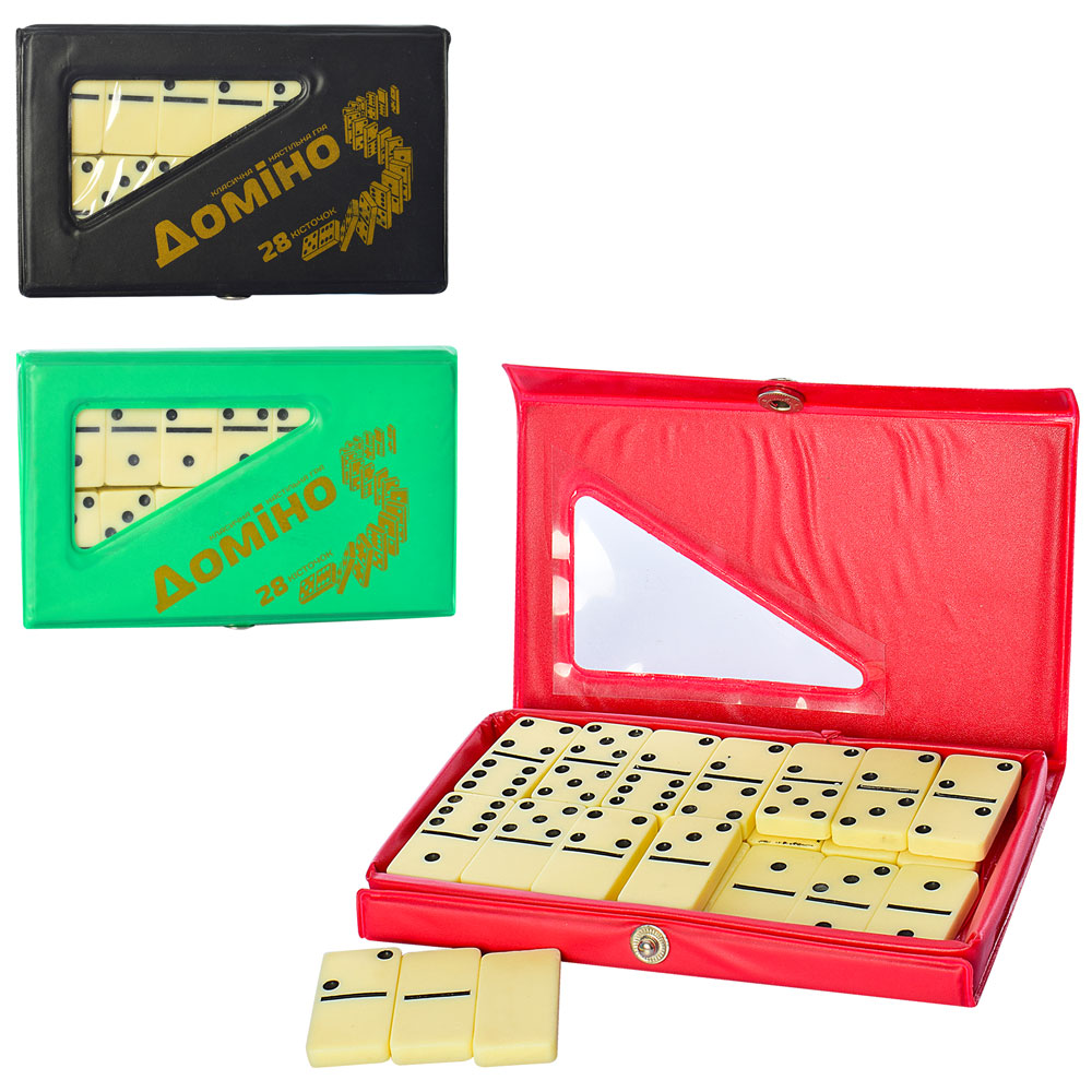 Доміно M 0002 3 кольори, в пеналі на кнопці, 5,7-18,5-38,3 см.