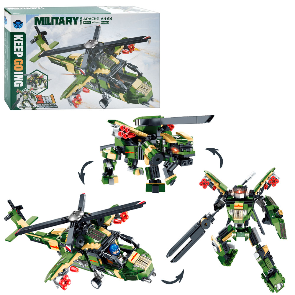 Конструктор BB101 3в1 (гелікоптер, динозавр, робот), 451 дет., кор., 38-24-6,5 см.