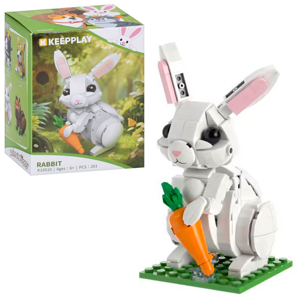 Конструктор K10510 зайчик, 13,2см, 201дет, в кор-ці, 9-12-8см
