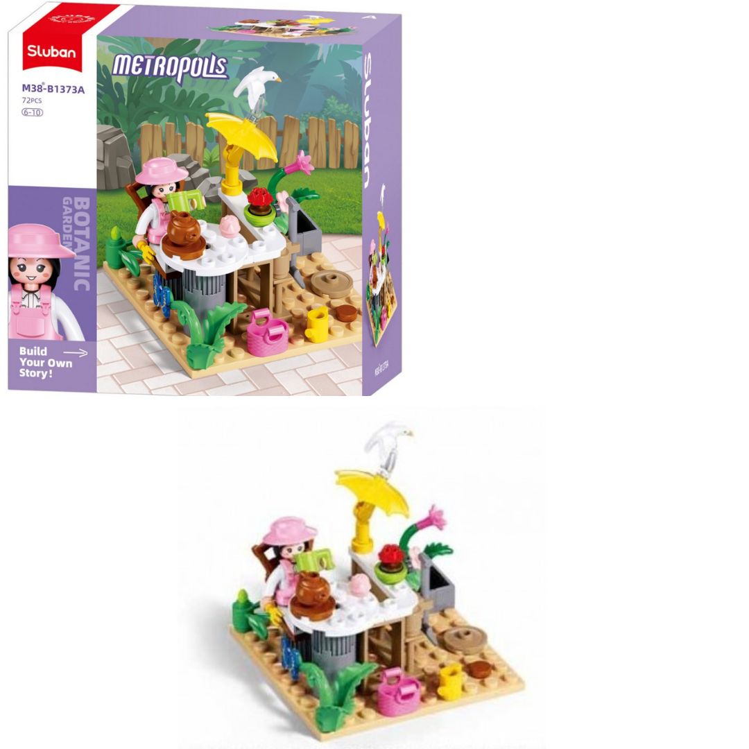 Конструктор SLUBAN M38-B1373A рожева серія, ботанічний сад, фігурка, 72дет, в кор-ці,12-12-6см