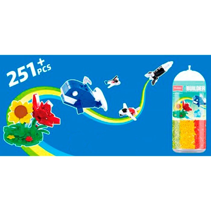 Конструктор SLUBAN M38-B1360 6в1 (транспорт, зайчик, квіти), 239 дет., колба, 21-9-9 см.