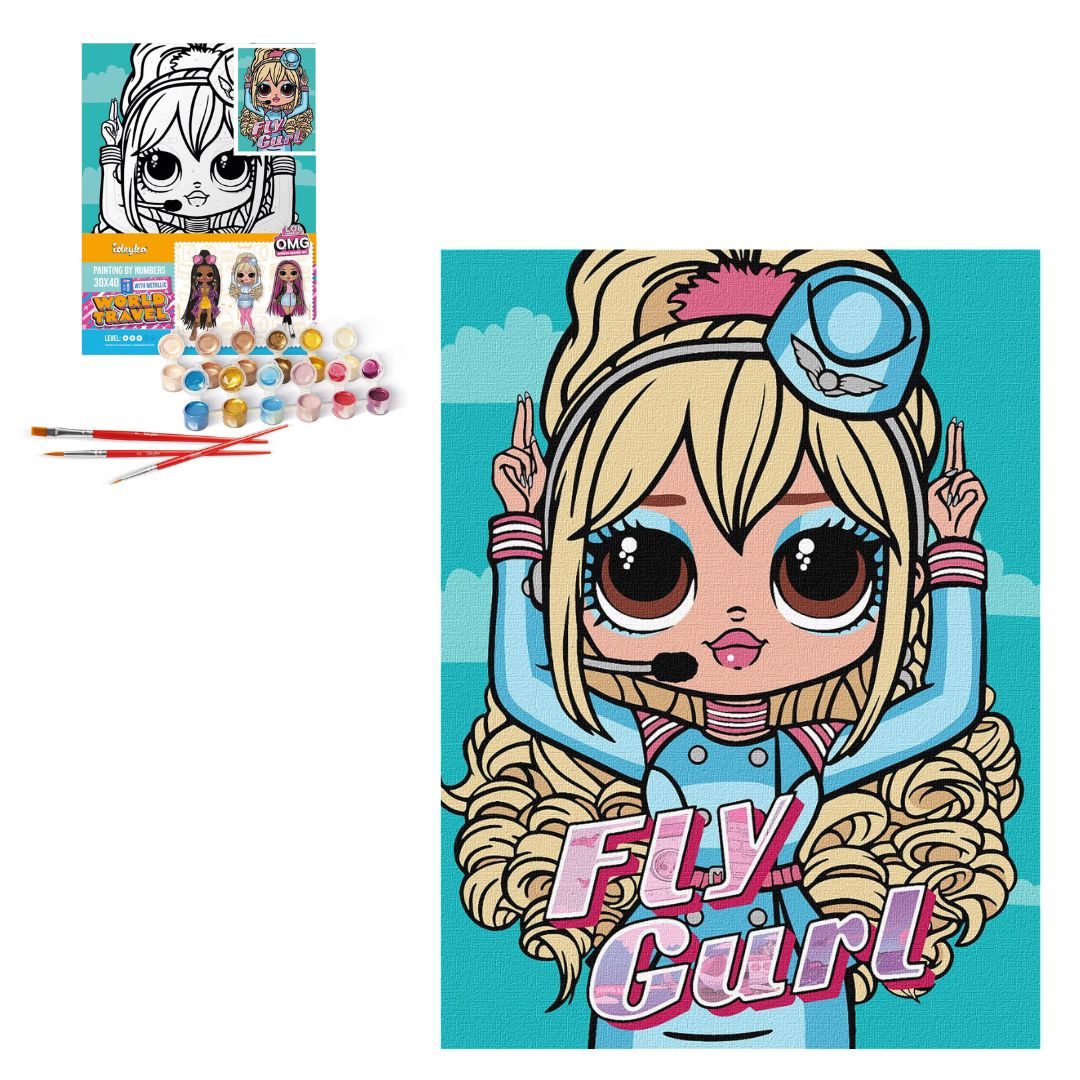 Набір для розпису по номерах для дітей "L.O.L. Surprise! O.M.G. Fly Gurl" 30х40см