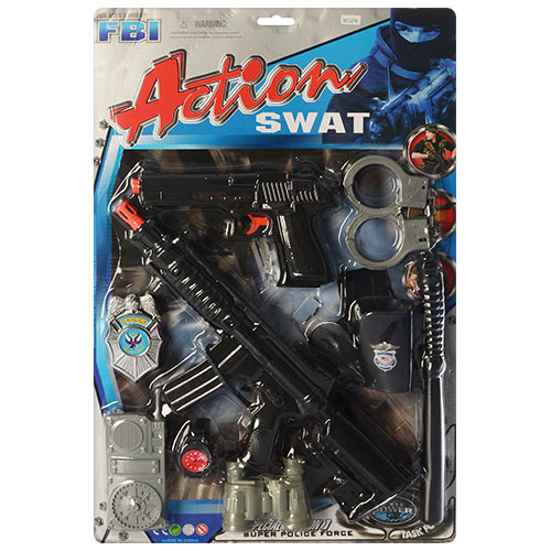 Набір поліцейського 2278 автомат, пістолет, палиця, наручники, значок, лист, 38-57-4 см .