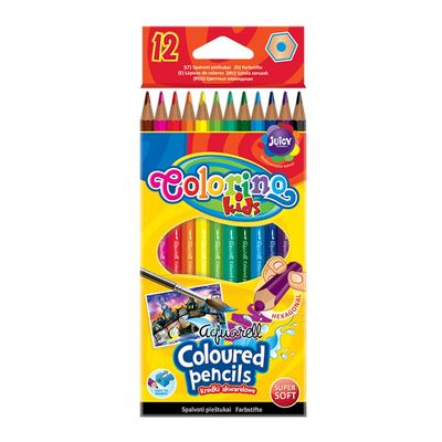 Олівці кольорові акварельні 12 кол., пензлик COLORINO