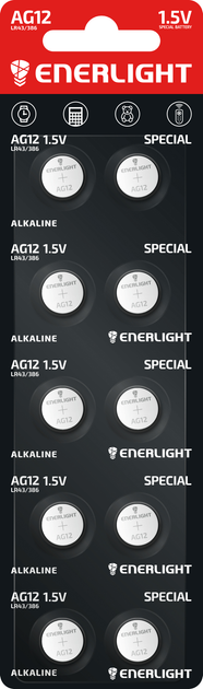 Батарейка ENERGIZER LR43/186 ZM AG12 Alkaline Ціна за 2 шт