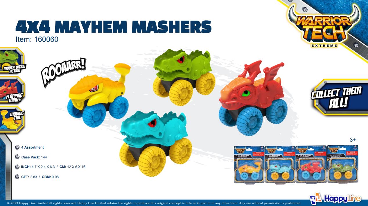 Машинка 160060 динозавр, 4 види, лист, 14-11,5-4 см.