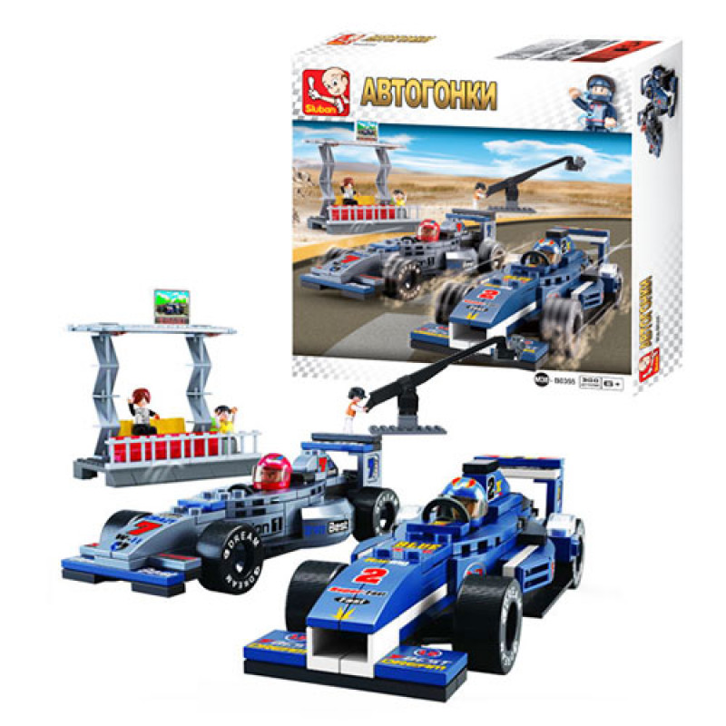 Конструктор SLUBAN M38-B0355 "Автоперегони", машинки, фігурки 5 шт., 300 дет.